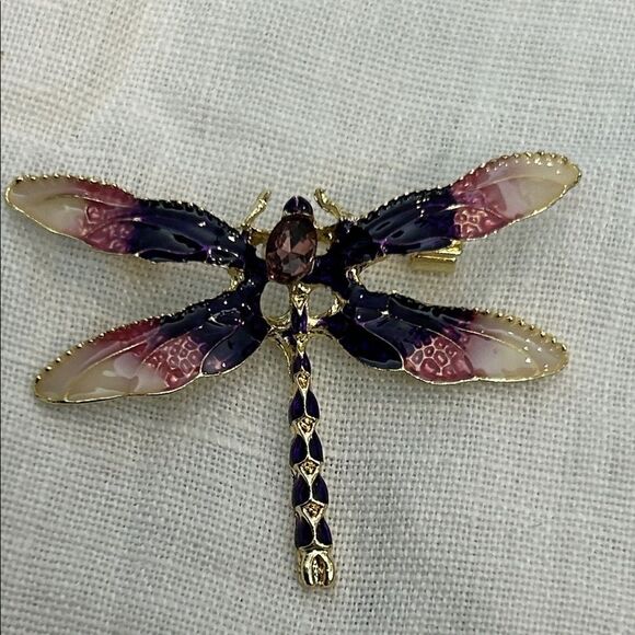 Elegant Dragonfly Brooch with Purple and Pink Accents - Picture 1 of 3